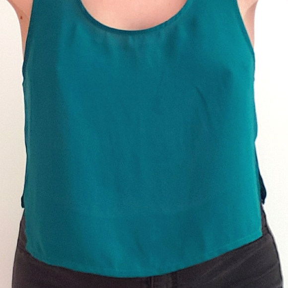 Teal Cross Back Tank - Picture 2 of 3